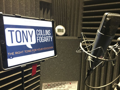 Voice Over Recording Studio of Tony Collins Fogarty - Male Voiceover Artist.  Equipped with Neumann TLM-193 mic.