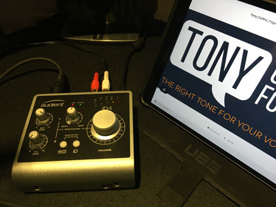 Audient id4 Interface in Voice Over Recording Studio of Tony Collins Fogarty.  British Voiceover Artist
