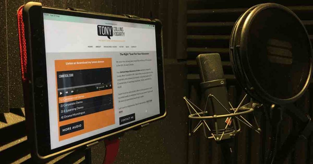 Voice Over Recording Studio of Tony Collins Fogarty. Male Voiceover Artist